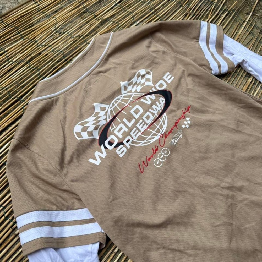 Brooklyn Cloth Worldwide Speedway Baseball Jersey Shirt Men's Large Long Sleeve - Picture 8 of 8
